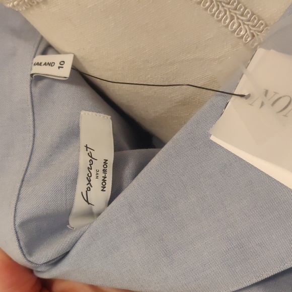 New!Foxcroft Pandora 3/4 sleeves Non-Iron Cotton Shirt sz 10 blue wave - Picture 10 of 11